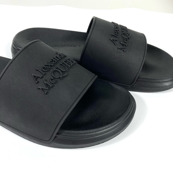 *SOLD* Alexander McQueen Hybrid Slides Logo Embossed Black Sandals 40 NEW - Picture 15 of 16